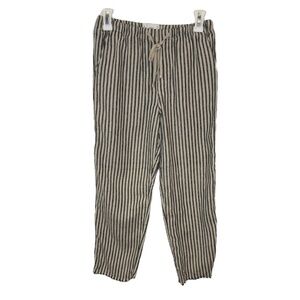 MNG Navy & Taupe Striped Pants